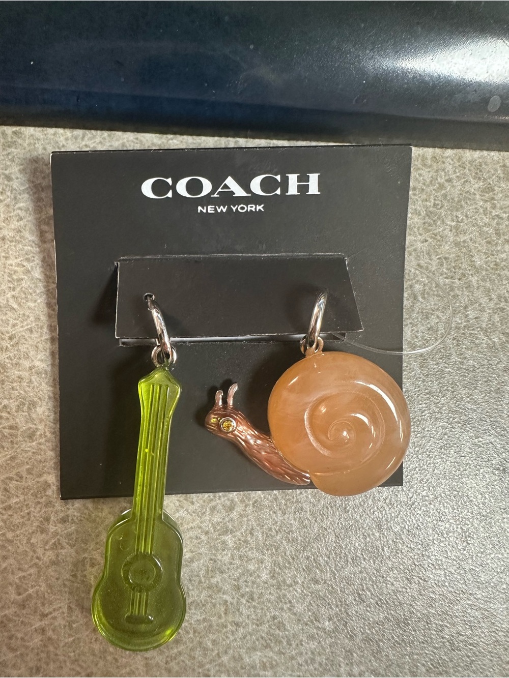 Coach Asymmetrical Guitar & Snail Drop Earrings - Green & Brown
